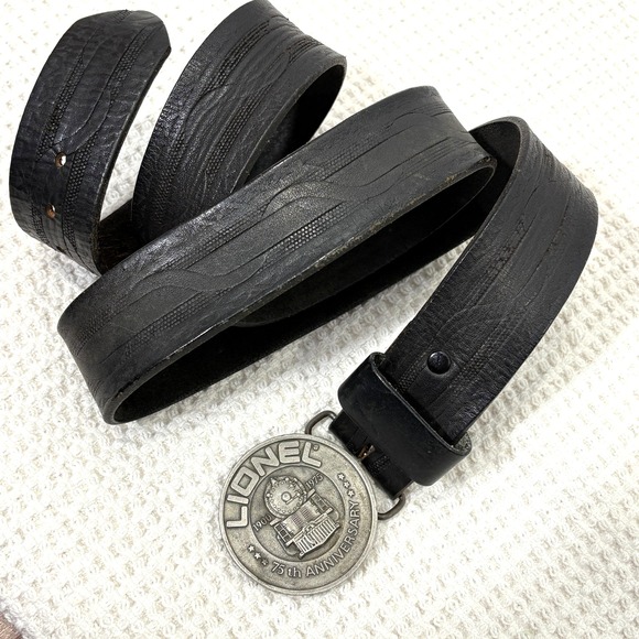Other - Vintage Lionel Trains 75th Anniversary Belt Black  46 Leather Buckle‎